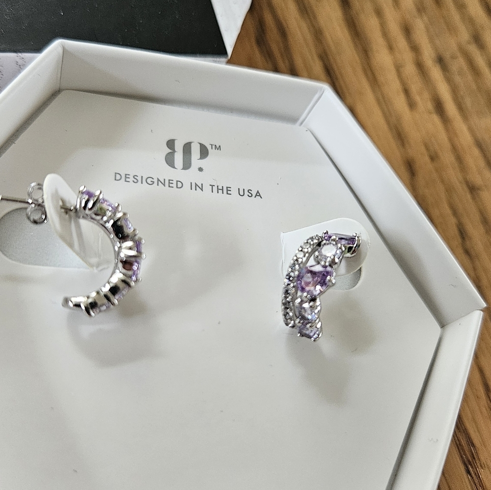 Bomb Party Sterling Silver Lavender Topaz Cubic Zircornia Earrings